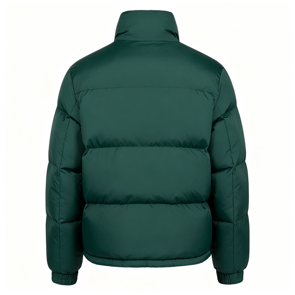 Dark Green Stand Collar Down Jacket – Bild 3