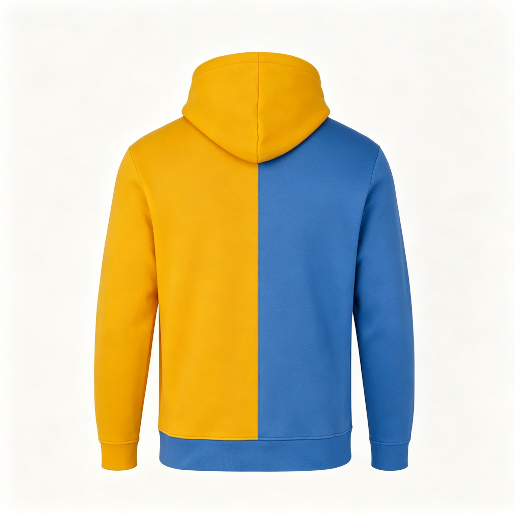 Blue Yellow Color Block Hooded Sweatshirt – Bild 3