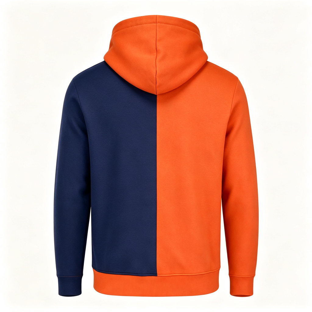Navy Orange Color Block Hooded Sweatshirt – Bild 3