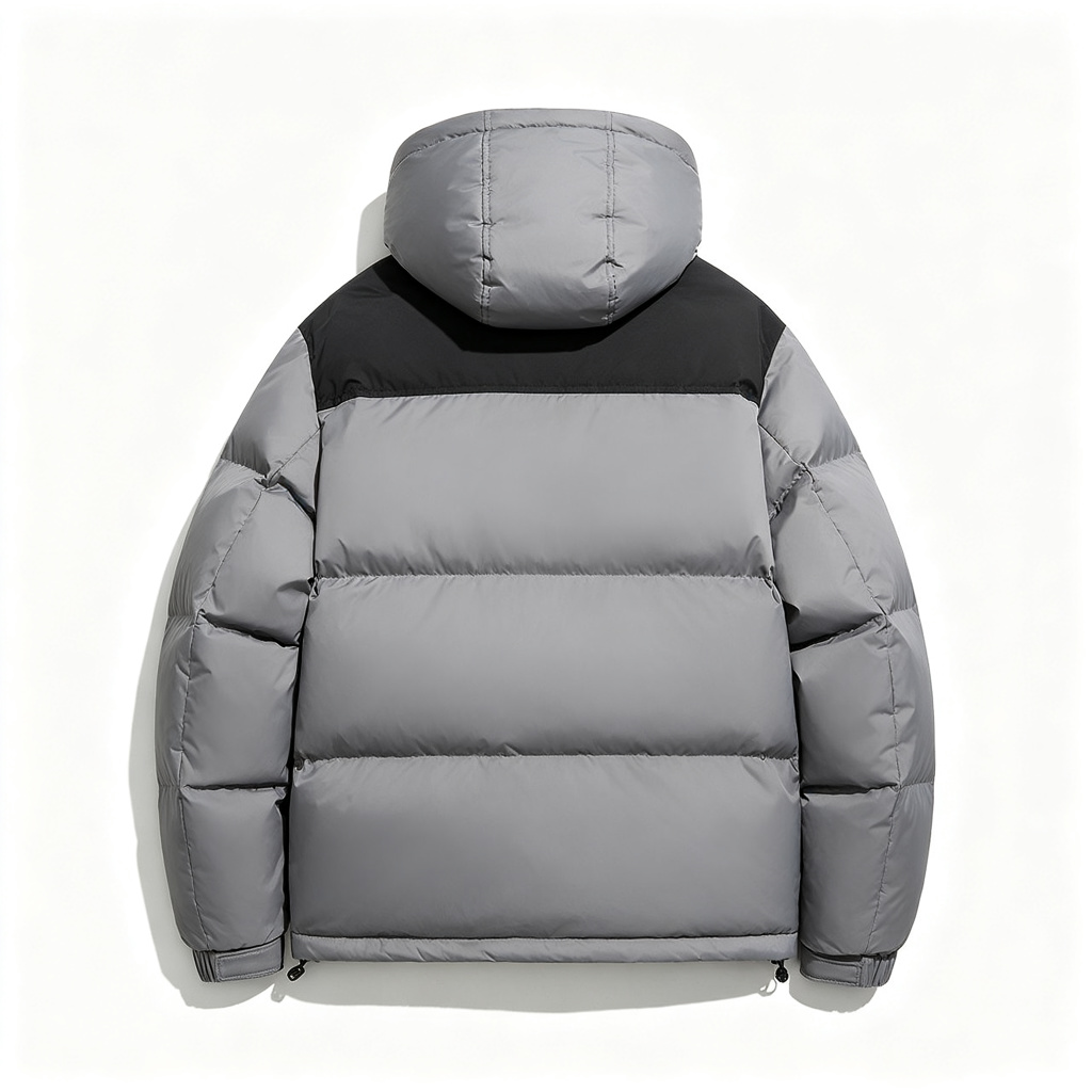 Gray Panel Hooded Down Jacket – Bild 3