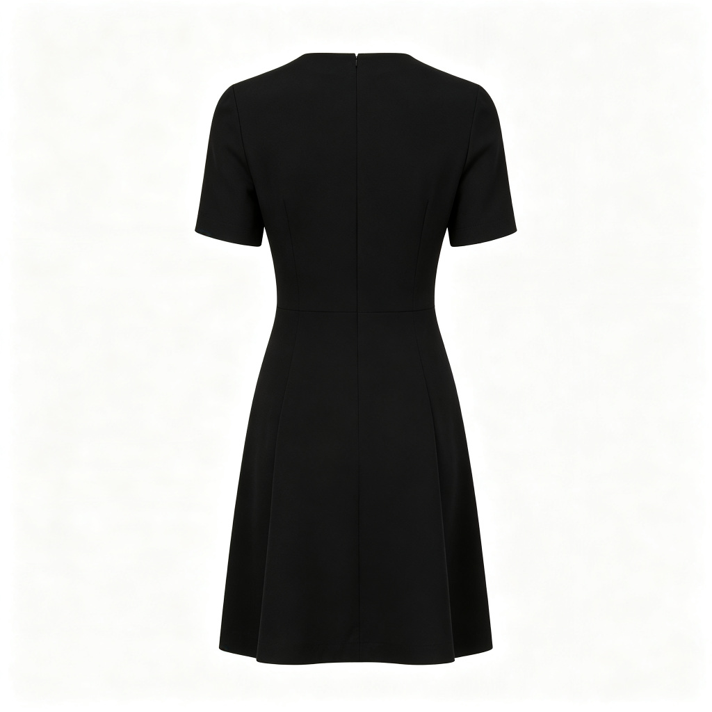 Black Fitted A-Line Dress – Bild 3
