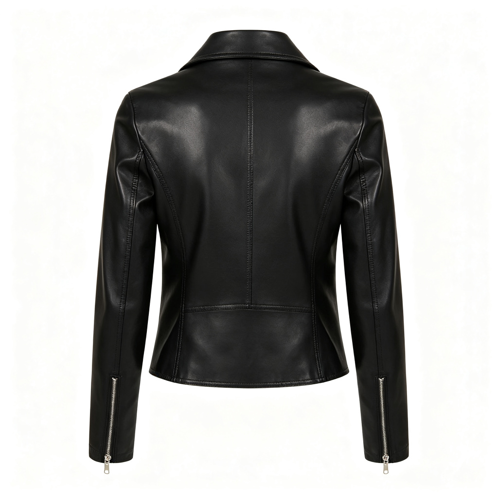 Black Leather Biker Jacket – Bild 3