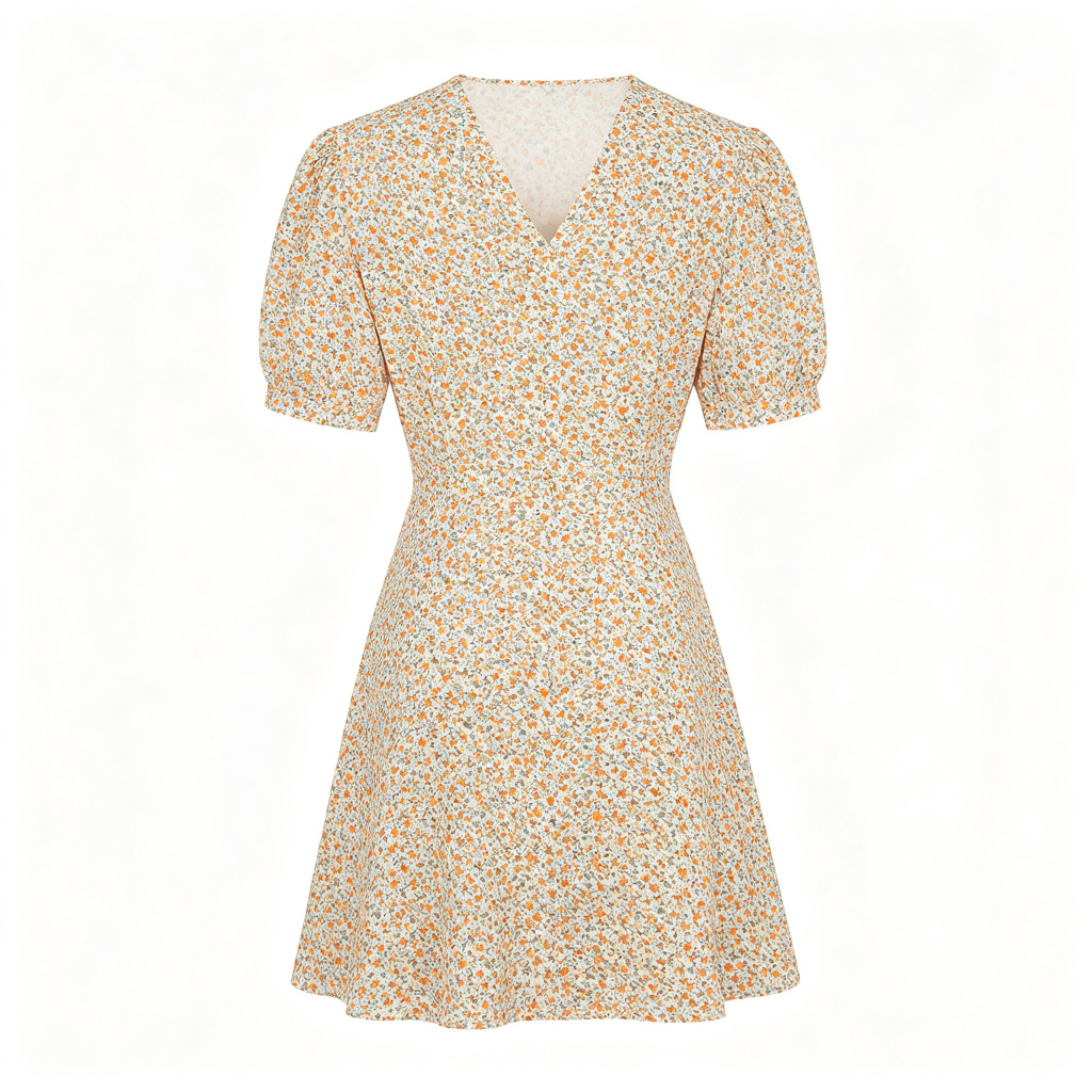 Floral Print V-Neck Mini Dress – Bild 3
