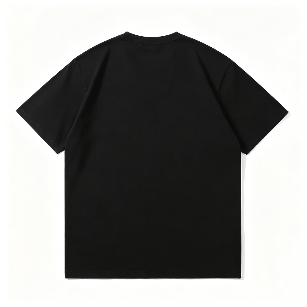 Black Cotton Crew Neck Short Sleeve T-Shirt – Bild 3