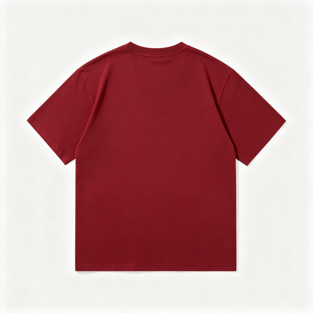 Burgundy Cotton Crew Neck Short Sleeve T-Shirt – Bild 3