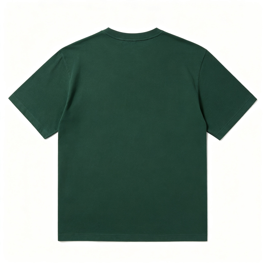 Dark Green Cotton Crew Neck Short Sleeve T-Shirt – Bild 3