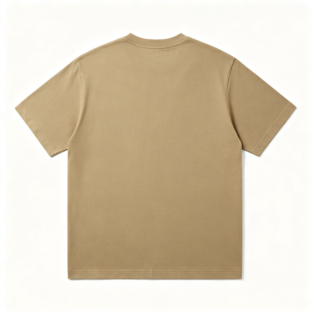 Khaki Cotton Crew Neck Short Sleeve T-Shirt – Bild 3
