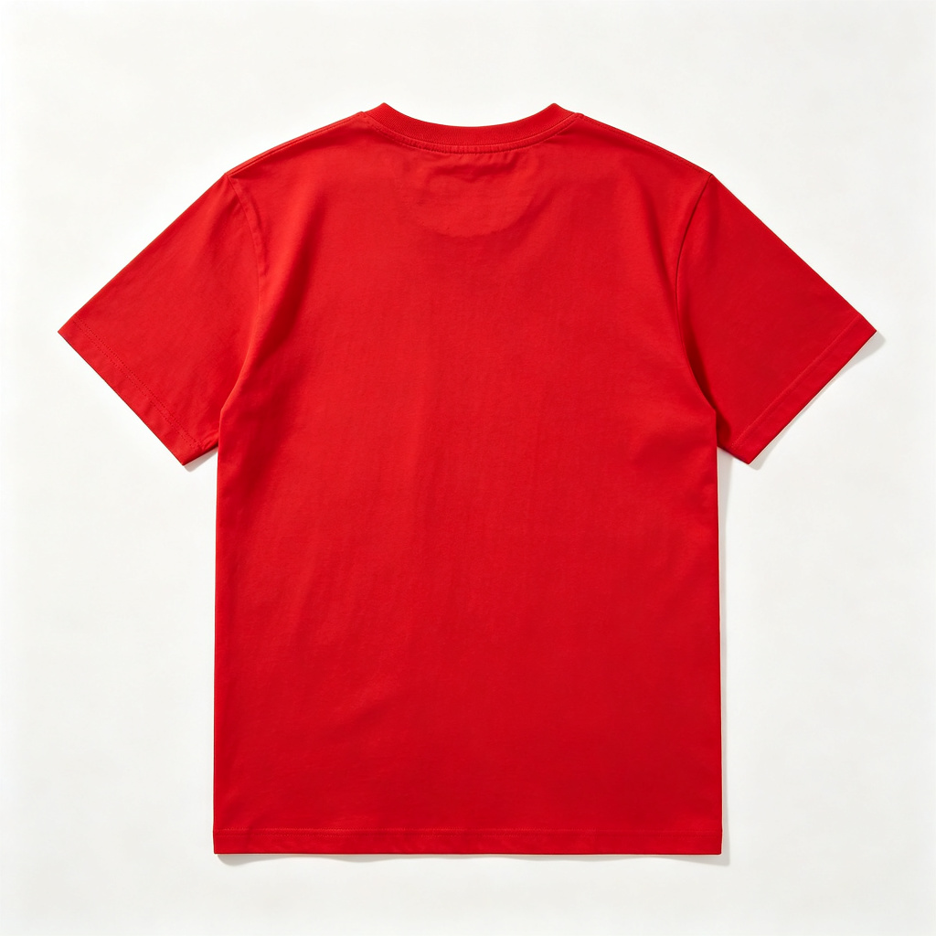 Red Cotton Crew Neck Short Sleeve T-Shirt – Bild 3