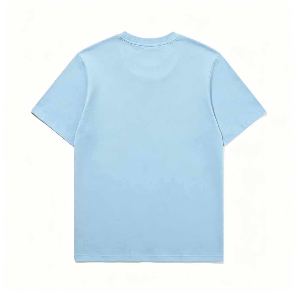 Light Blue Cotton Crew Neck Short Sleeve T-Shirt – Bild 3