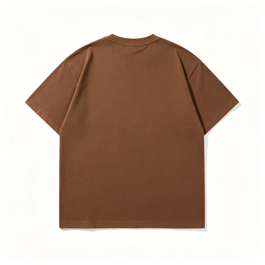 Coffee Cotton Crew Neck Short Sleeve T-Shirt – Bild 3