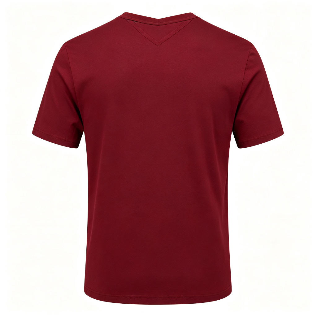 Burgundy V Neck Short Sleeve T-Shirt – Bild 3