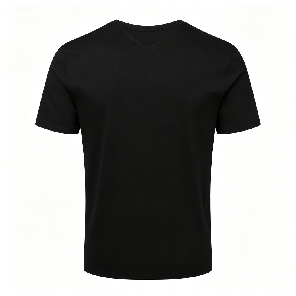 Black V Neck Short Sleeve T-Shirt – Bild 3