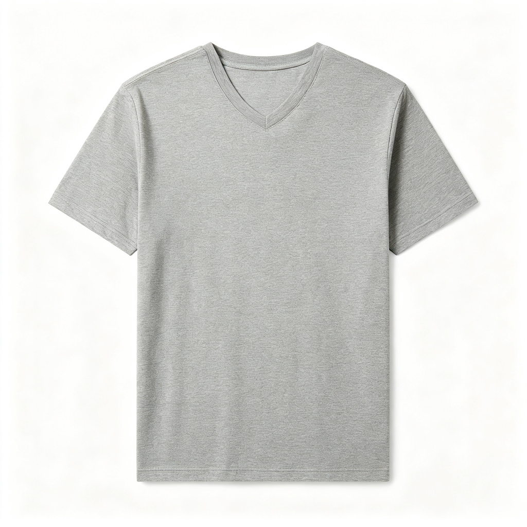 Gray V Neck Short Sleeve T-Shirt – Bild 3