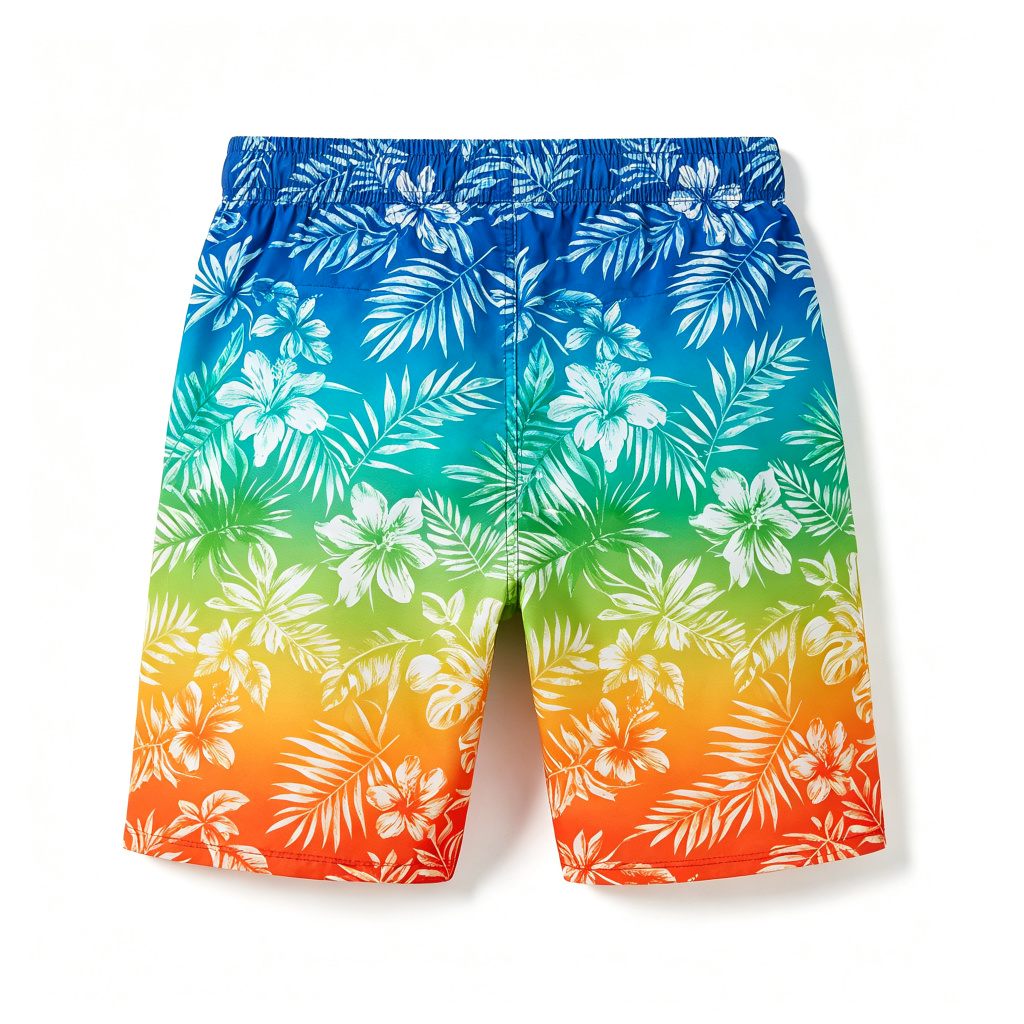 Colorful Gradient Tropical Print Beach Shorts – Bild 3