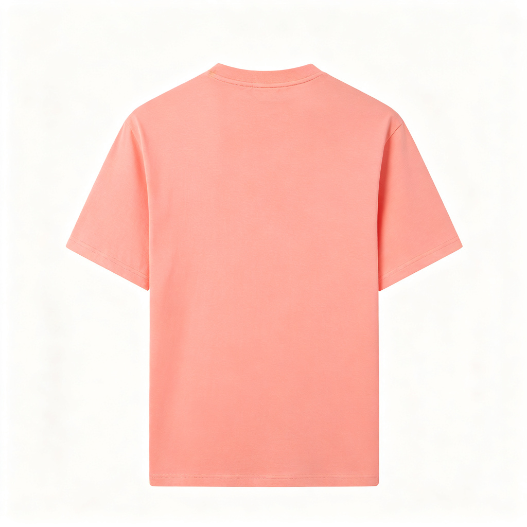 Coral Pink Crew Neck Short Sleeve T-Shirt – Bild 3