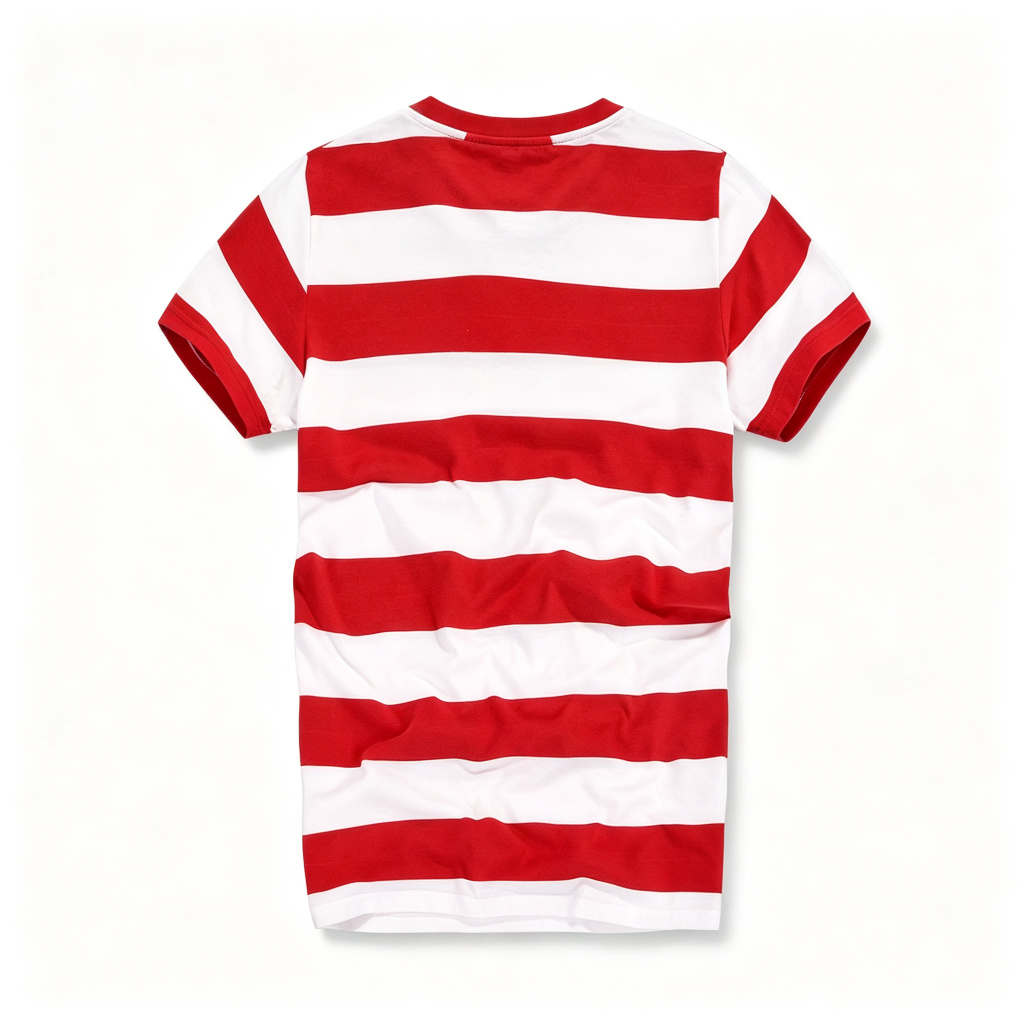 Red White Stripe Crew Neck Short Sleeve T-Shirt – Bild 3