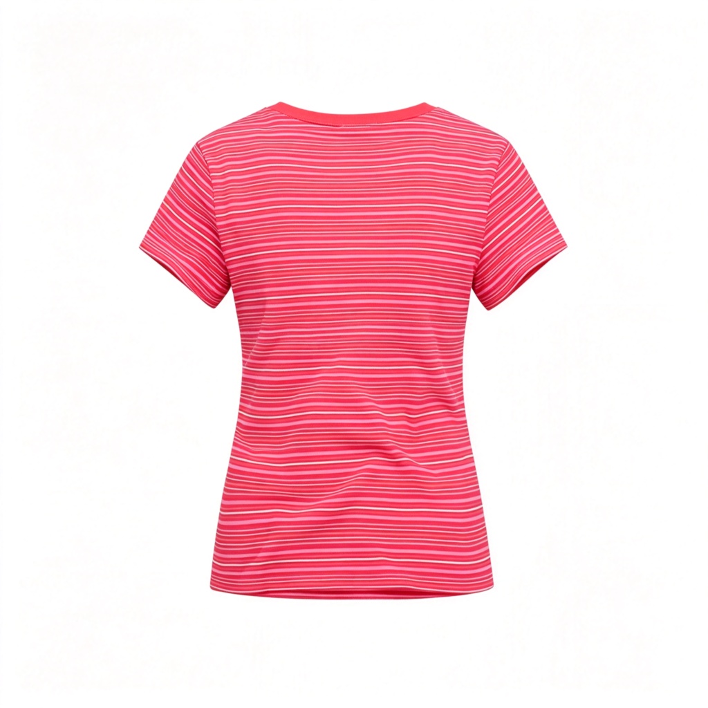 Red Pink Stripe Women's Crew Neck T-Shirt – Bild 3