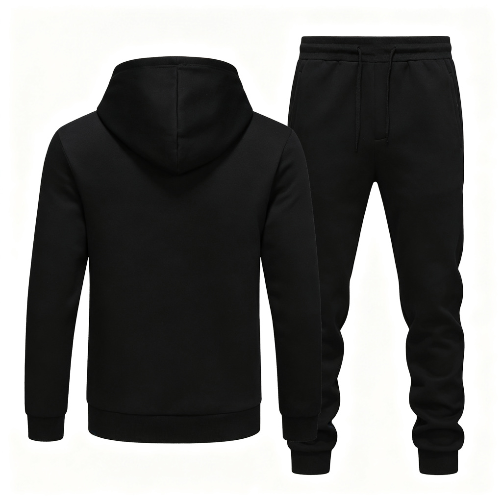 Black Geometric Print Hoodie & Sweatpants Set – Bild 3