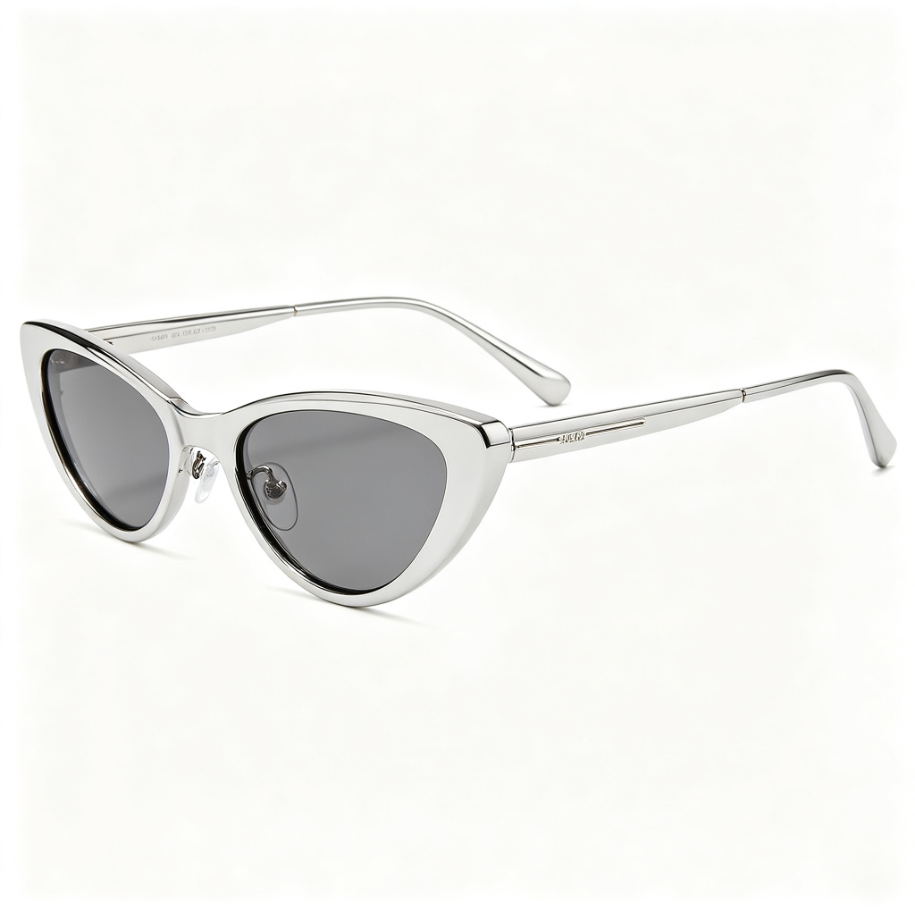 Silver Metal Cat Eye Sunglasses – Bild 3