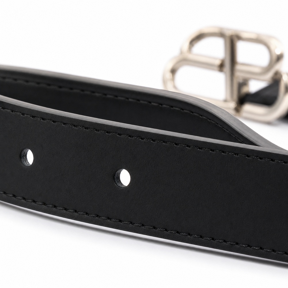Black Narrow Silver Buckle Belt, 25mm – Bild 3