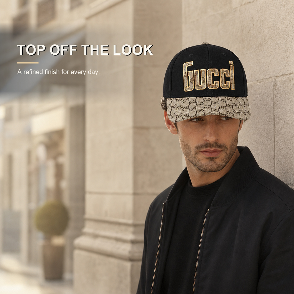Black Beige Logo Embroidered Cap – Bild 3
