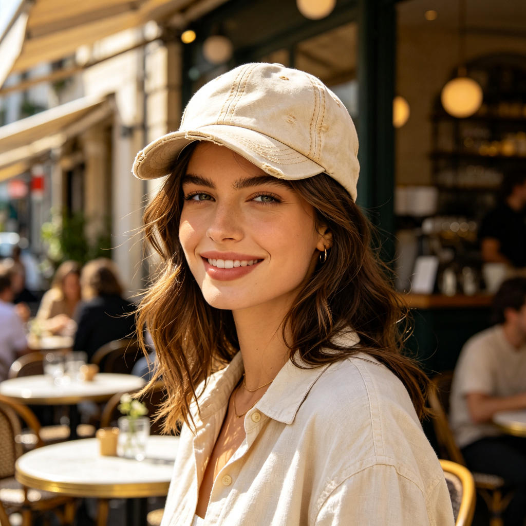 Beige Washed Distressed Baseball Cap – Bild 3