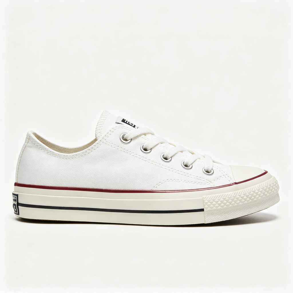 White Low Top Canvas Sneakers – Bild 3