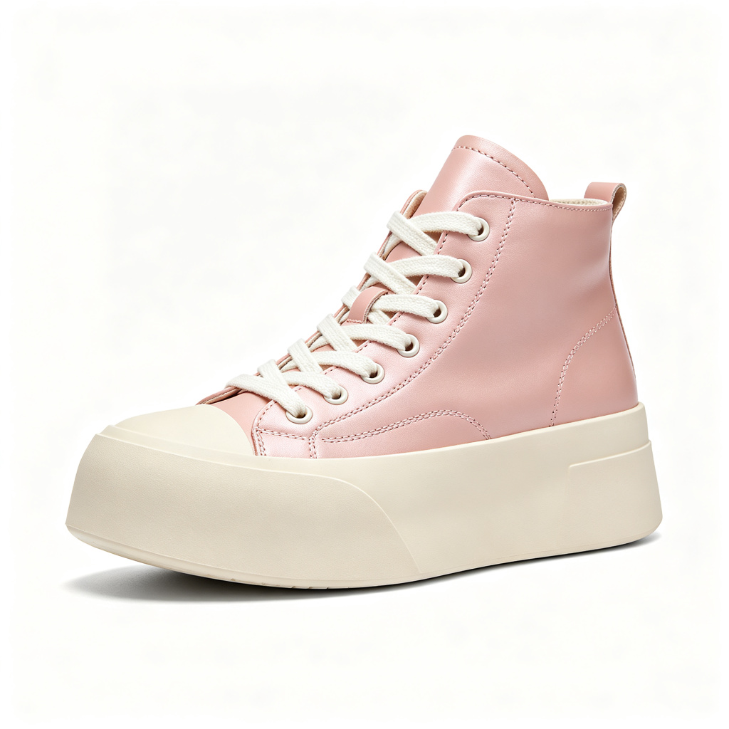 Pink Leather High Top Platform Sneakers – Bild 3
