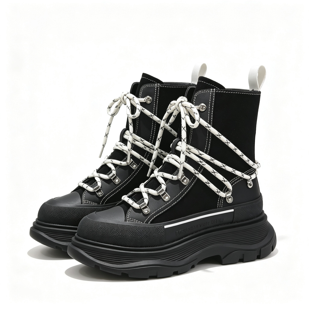 Black Platform High Top Boots – Bild 3