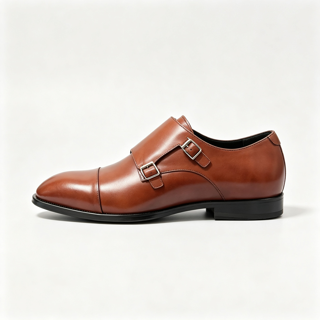 Brown Double Monk Strap Leather Shoes – Bild 3