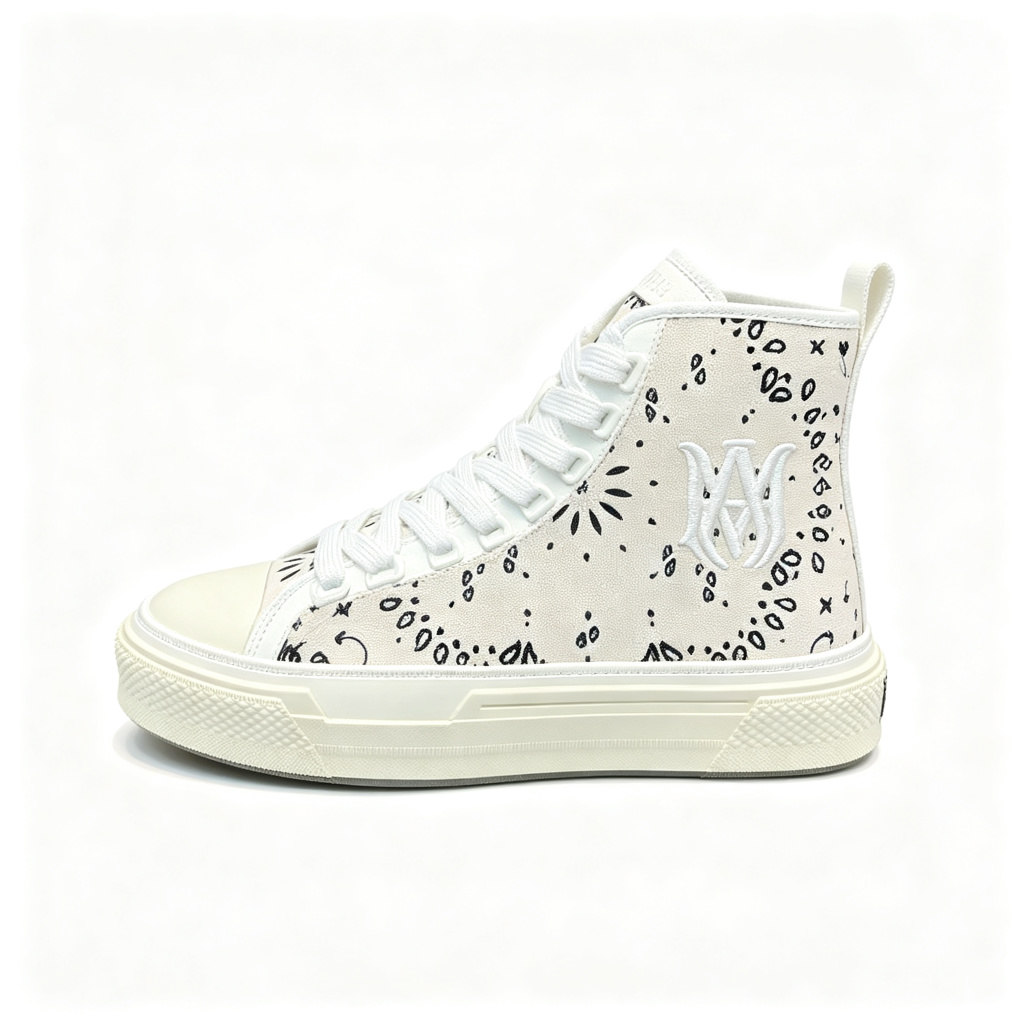 White Paisley High Top Canvas Shoes – Bild 3