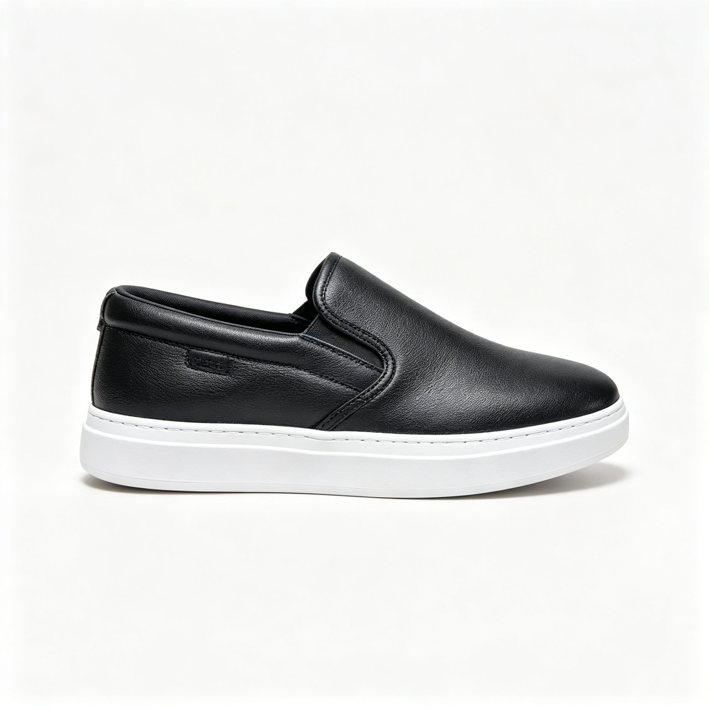 Black Leather Slip On Casual Shoes – Bild 3