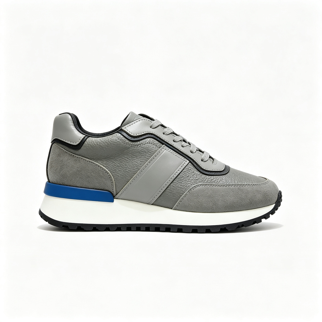 Gray Leather Retro Running Shoes – Bild 3
