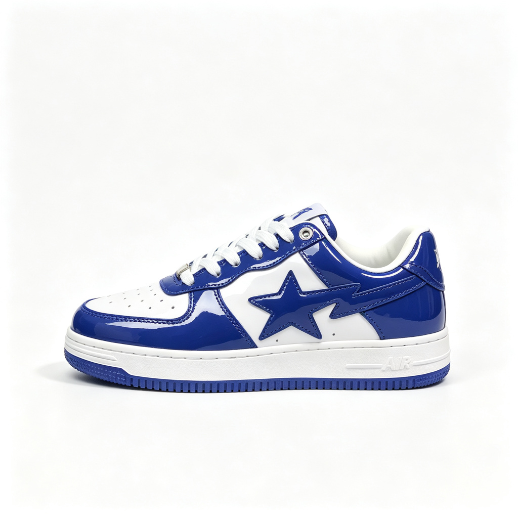 Blue White Patent Star Low Top Skate Shoes – Bild 3