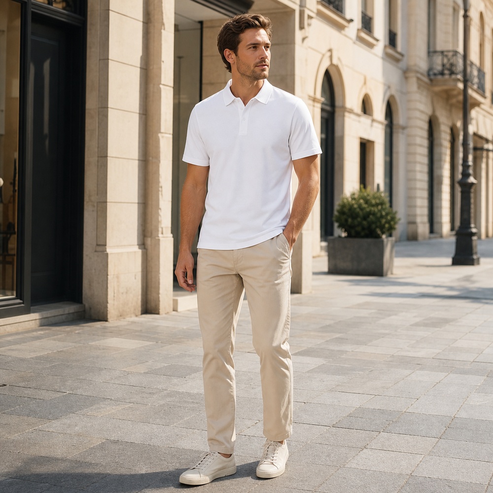 Three Color Minimal Short Sleeve Polo Shirt – Bild 7