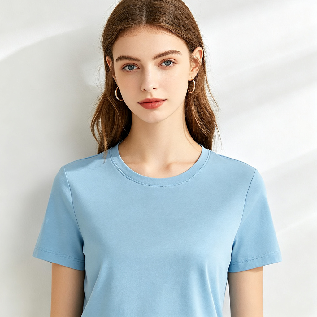 Sky Blue Crew Neck Short Sleeve T-Shirt – Bild 4