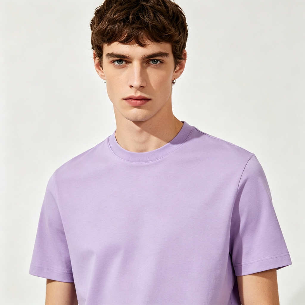 Lavender Crew Neck Short Sleeve T-Shirt – Bild 4