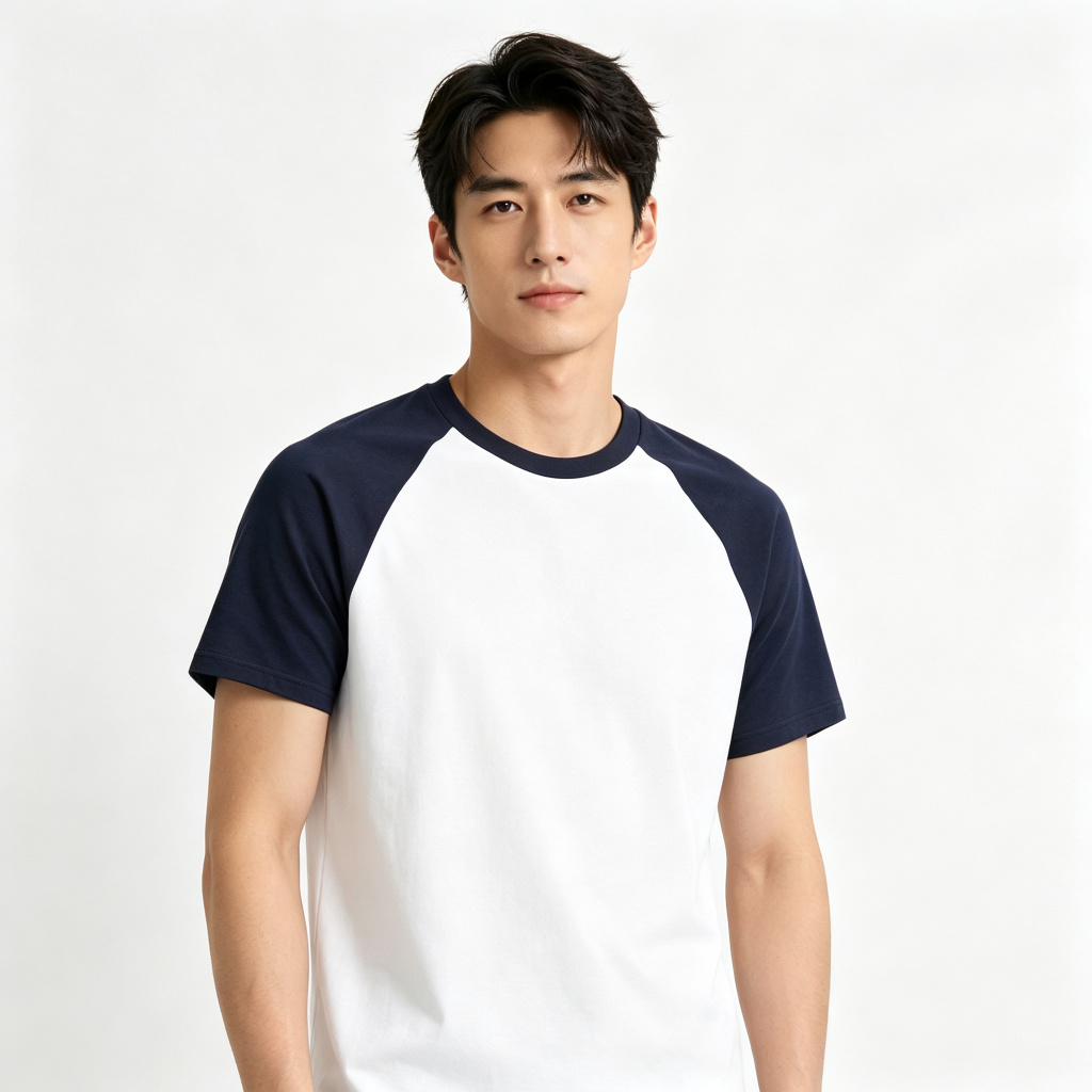 Navy Raglan Sleeve Crew Neck Short Sleeve T-Shirt – Bild 4