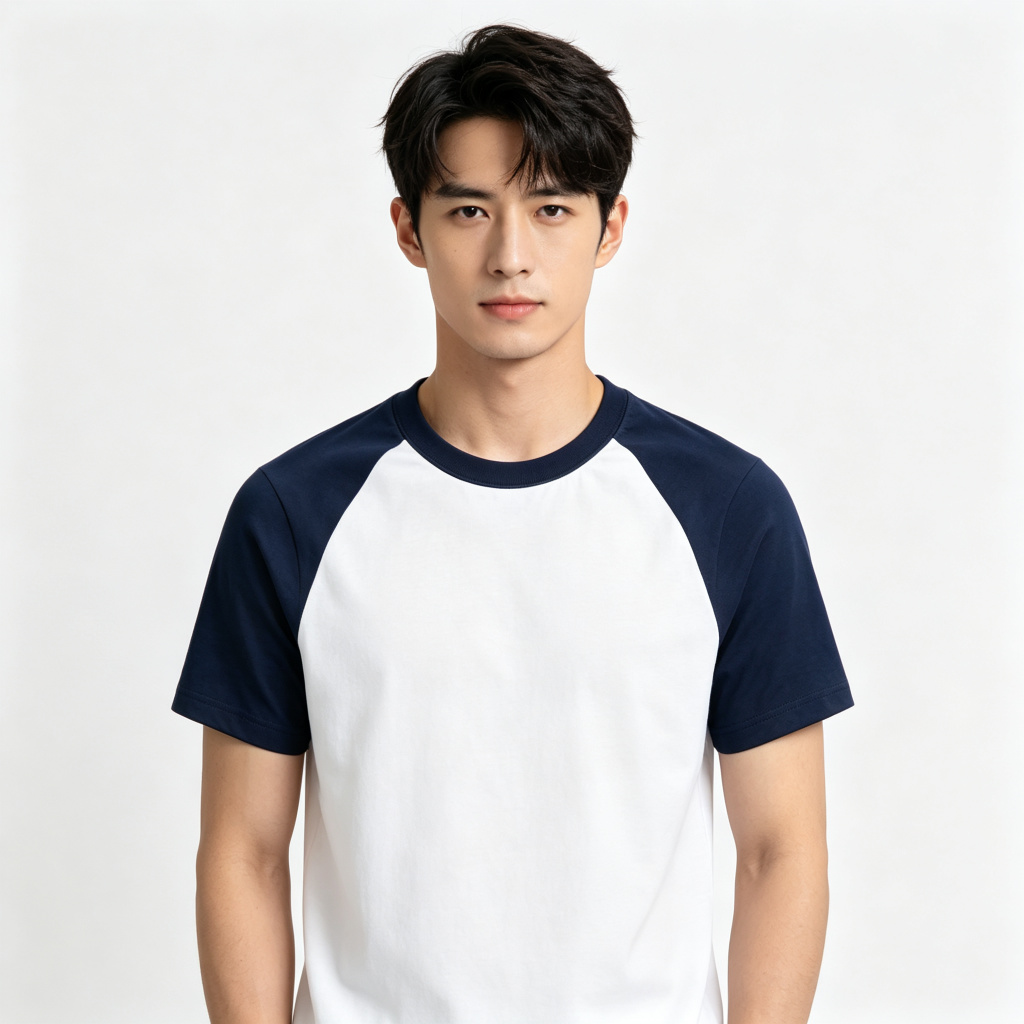 Navy Raglan Sleeve Deer Logo T-Shirt – Bild 4