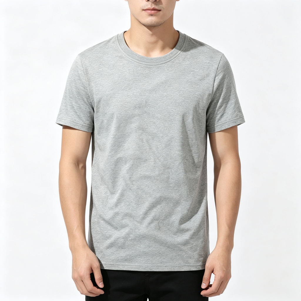 Heather Gray Crew Neck Short Sleeve T-Shirt – Bild 4