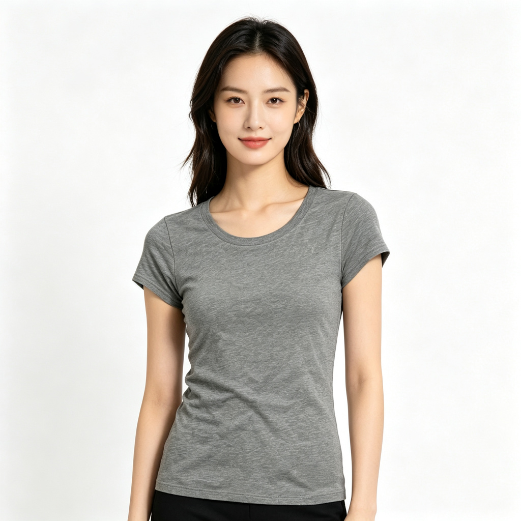 Women's Heather Gray Crew Neck T-Shirt – Bild 4