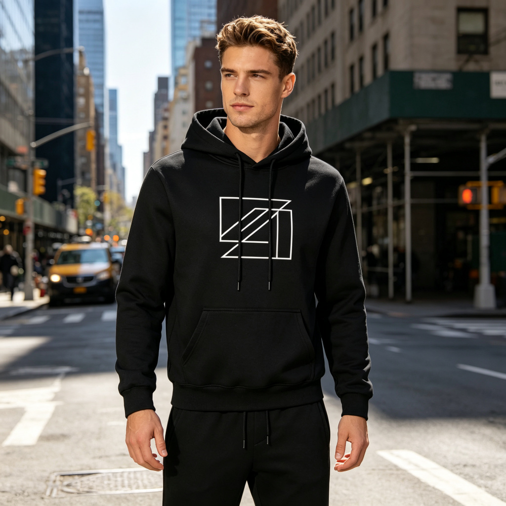 Black Geometric Print Hoodie & Sweatpants Set – Bild 4