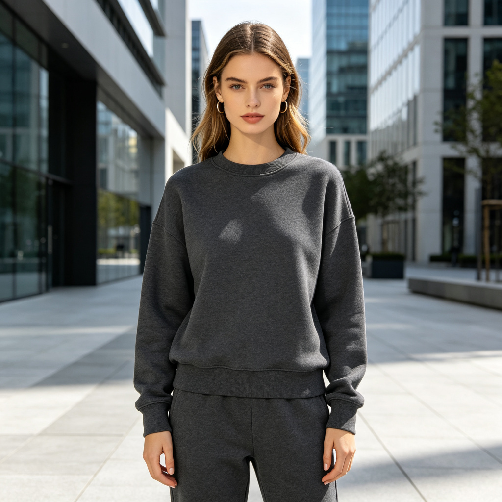 Dark Grey Crew Neck Sweatshirt & Sweatpants Set – Bild 4