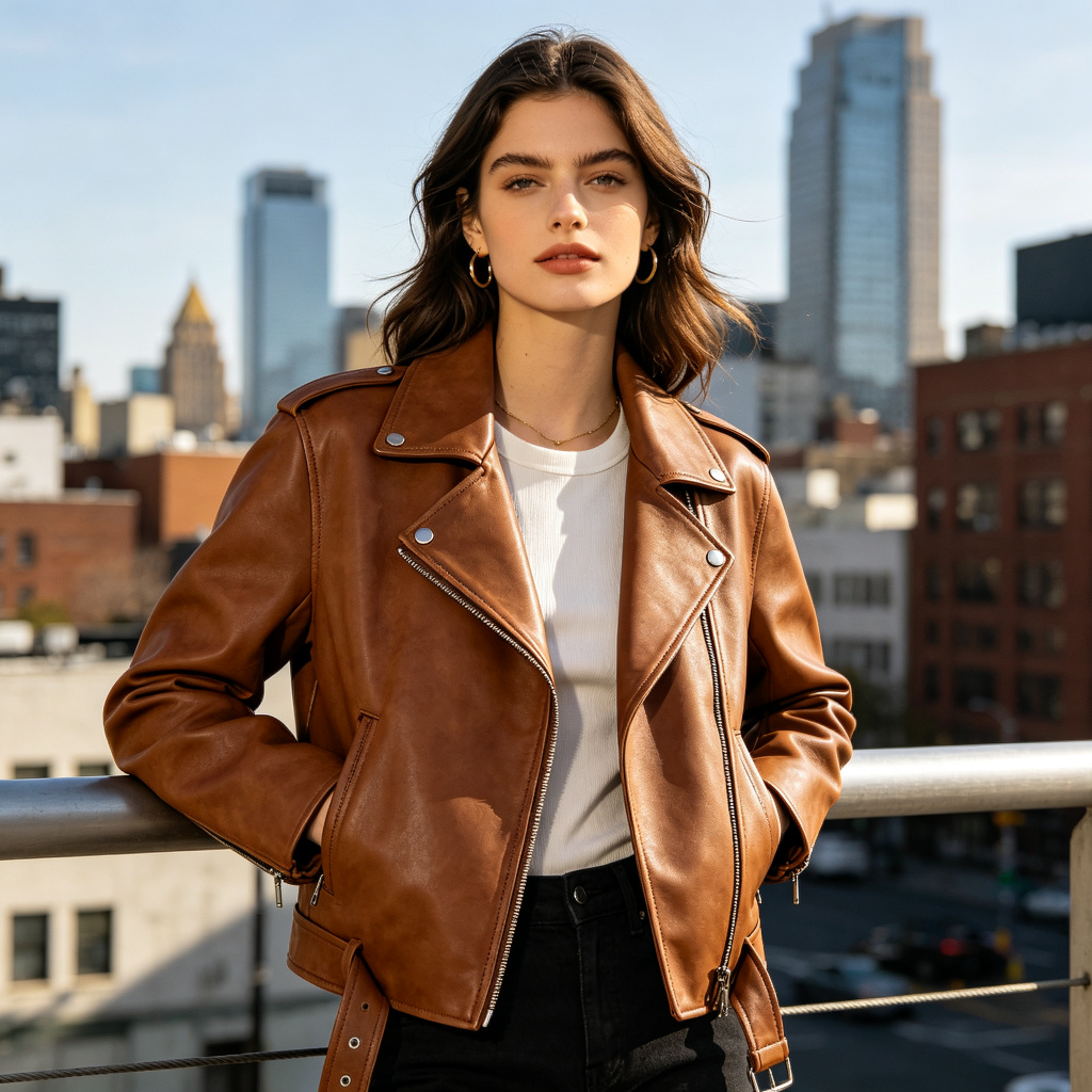 Brown Leather Jacket – Bild 4