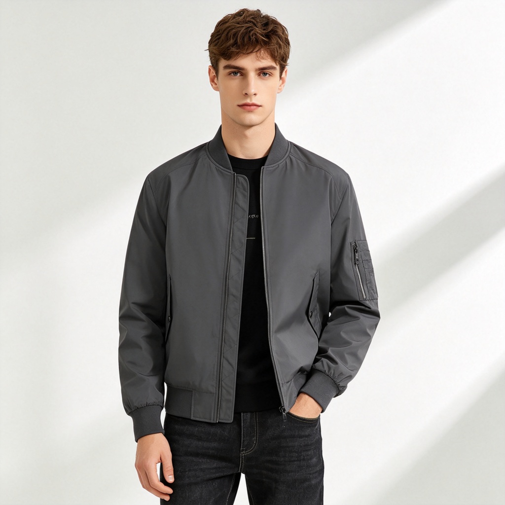 Dark Gray Bomber Jacket – Bild 4