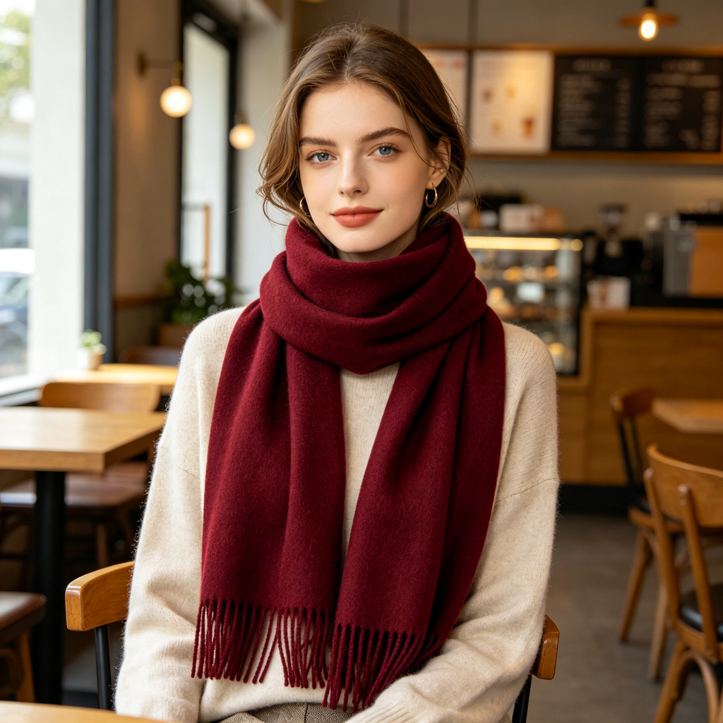 Burgundy Crew Neck Knit Sweater – Bild 4