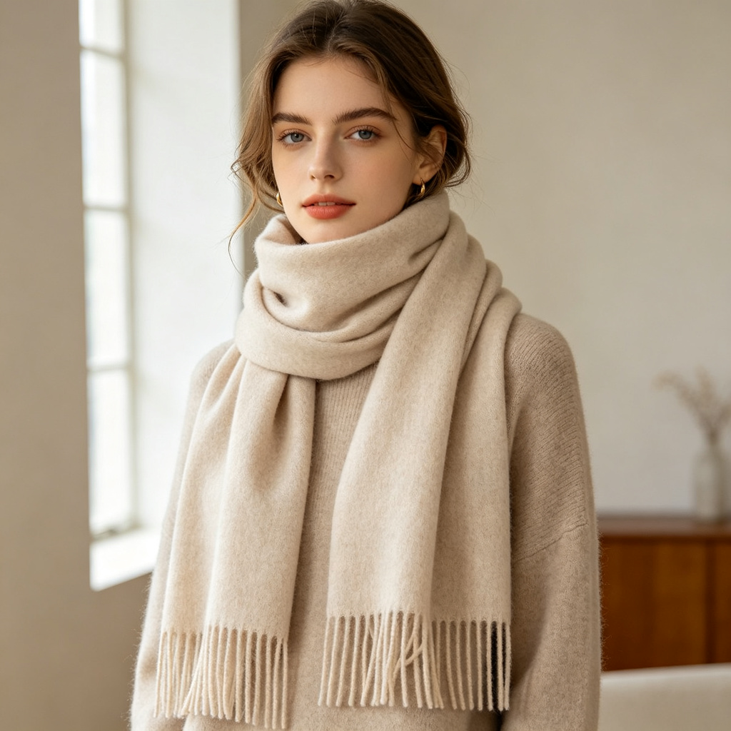 Beige Crew Neck Knit Sweater – Bild 4
