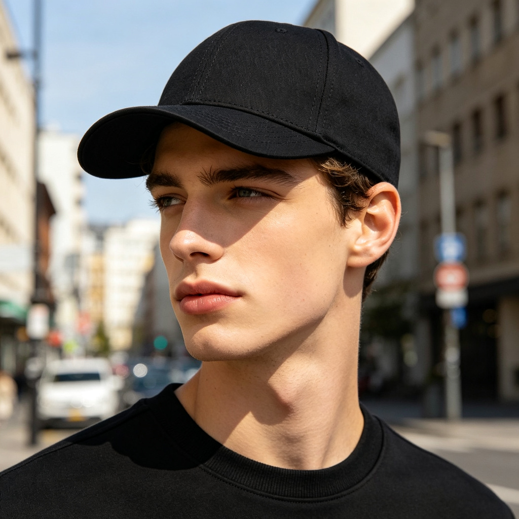 Black Cotton Baseball Cap – Bild 3