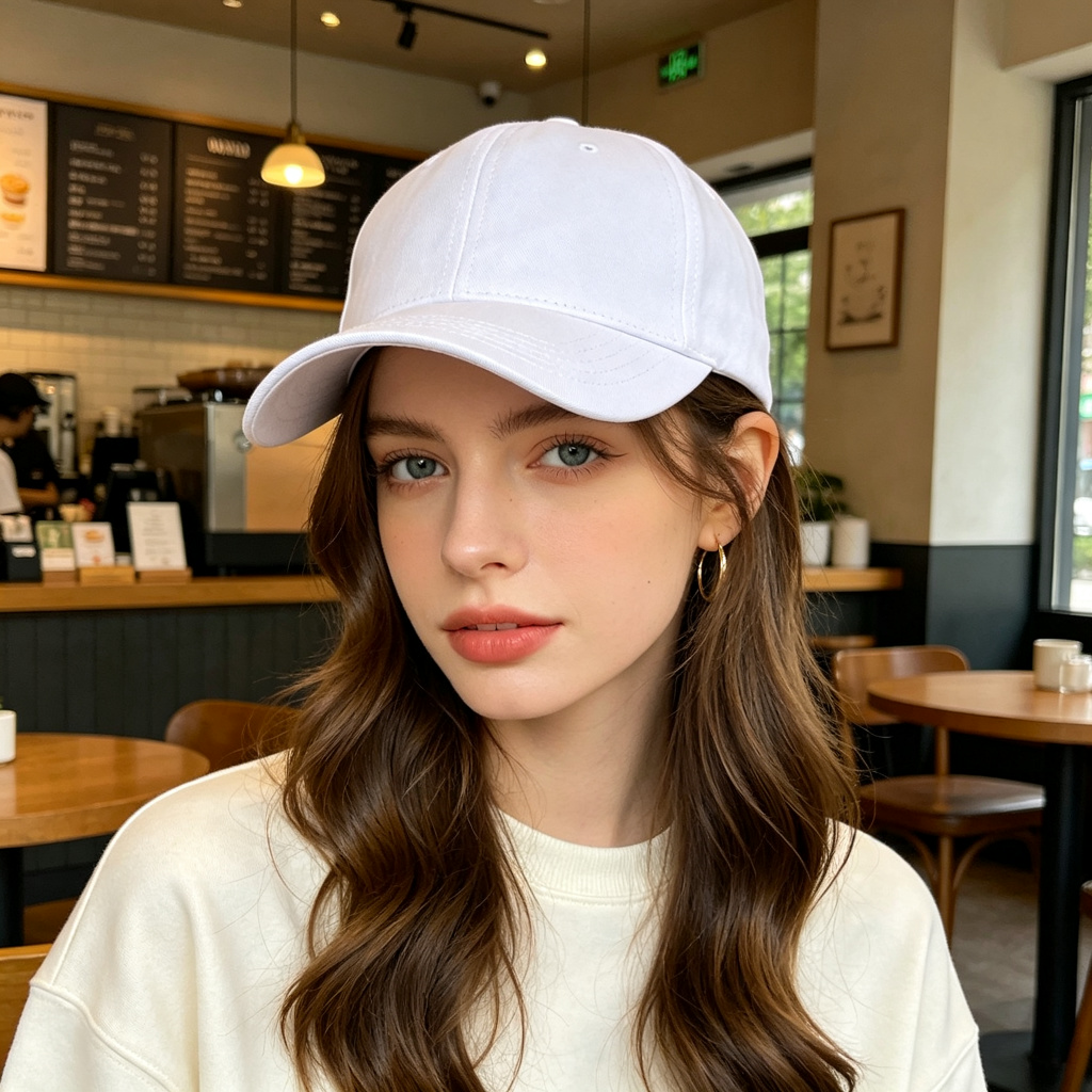 White Cotton Baseball Cap – Bild 3