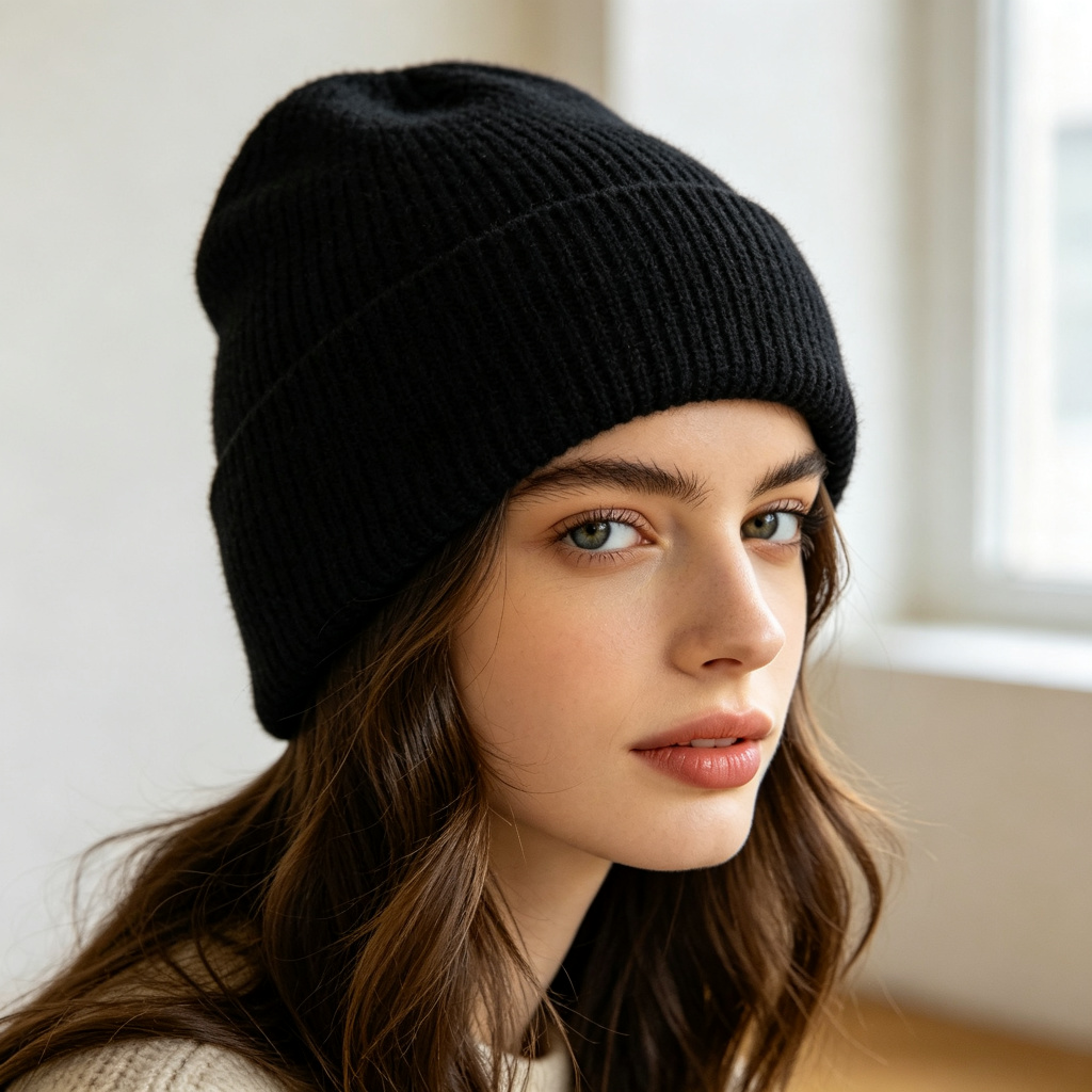 Black Knit Beanie – Bild 3